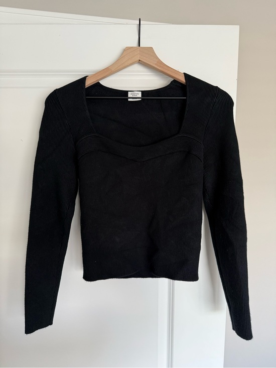 Abercrombie & Fitch Tops - Abercrombie & Fitch Black Ribbed Square-Neck Long Sleeve Top